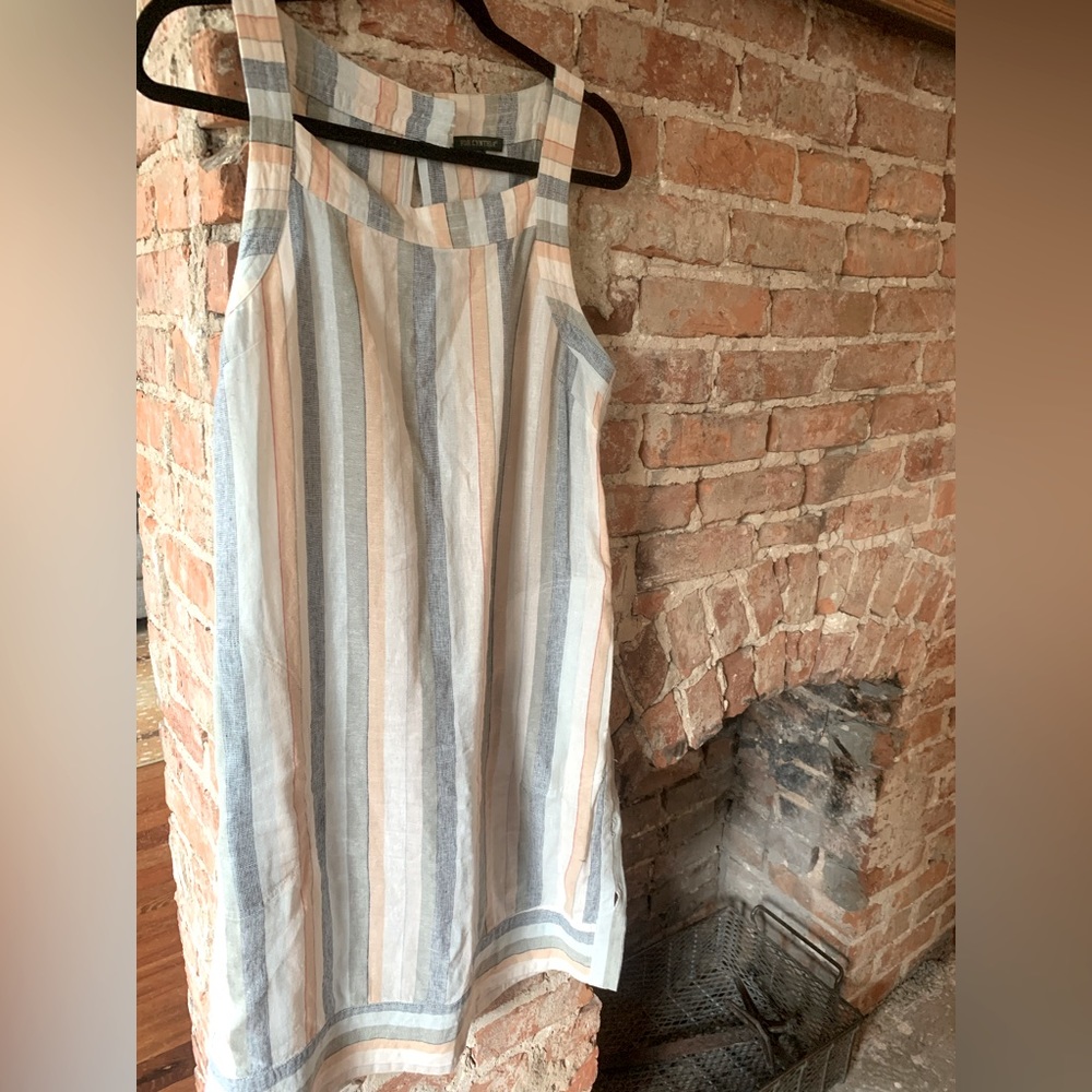 Linen Blend Dress with Pocket and Button Detailing